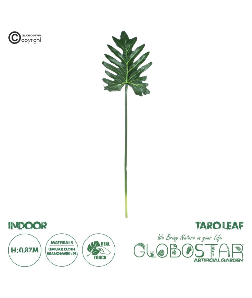 GloboStar® Artificial Garden TARO LEAF 20220 Τεχνητό Διακοσμητικό Φύλο Κολοκασίας Π32 x Υ87cm